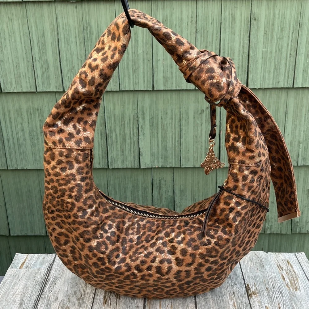 Jessica Simpson Leopard Print Hobo Bag in Brown and Black